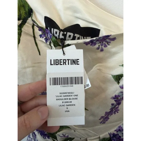 Libertine Women's White Lilac Garden Linen One-Shoulder Blouse Size Small – NWT - Picture 5 of 9